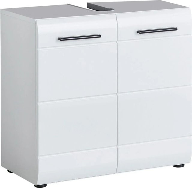 Trendteam Waschbeckenunterschrank Skin in Weiß Hochglanz mit Kassetten-Optik, Breite: 60 cm - Bild 1