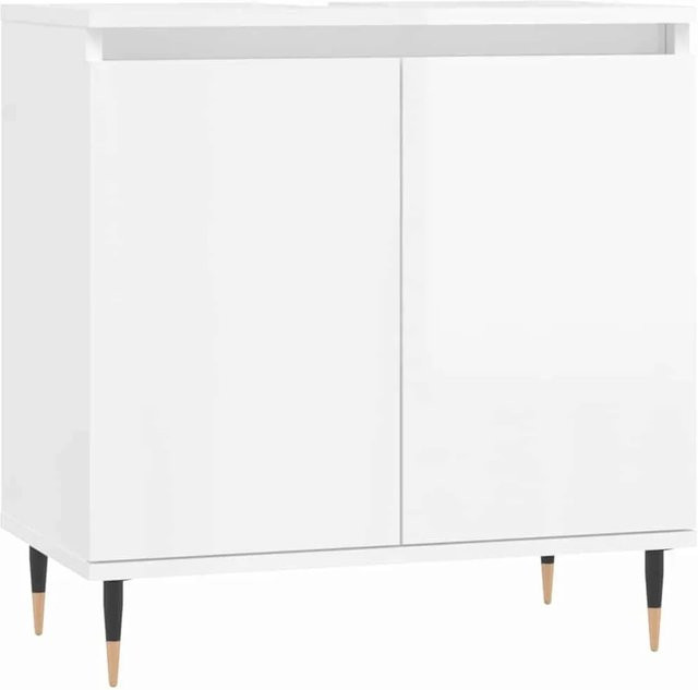 vidaXL Badschrank in Hochglanz Weiß im industriellen Stil, B/T/H: 58 x 33 x 60 cm - Bild 1