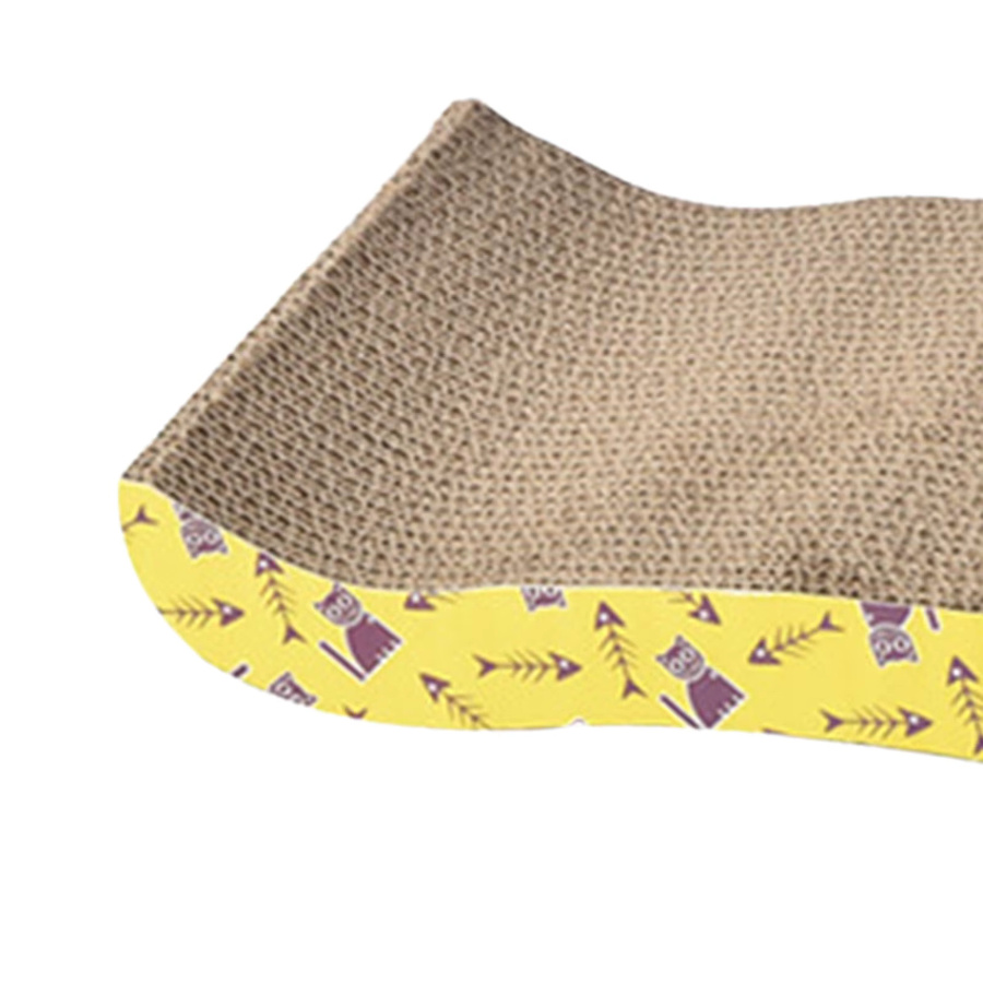 Homyl Katzen Kratzbett mit Scratch Pad aus Pappe und Stoff in Gelb - Bild 3
