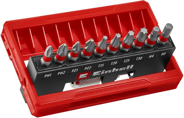 Einhell Bit-Set 11-teilig in Rot mit Bithalter aus Edelstahl - Bild 1