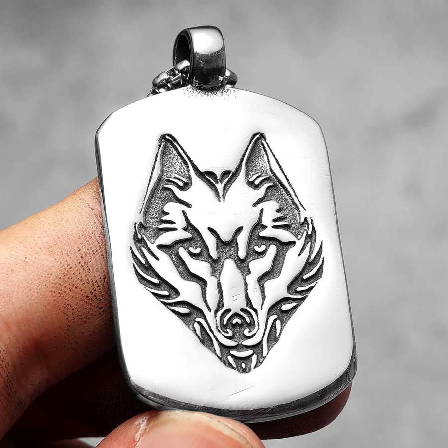 METAL HUNTER Halskette mit Wolf Kopf Anhänger, Edelstahl, Silber, Unisex - Bild 3