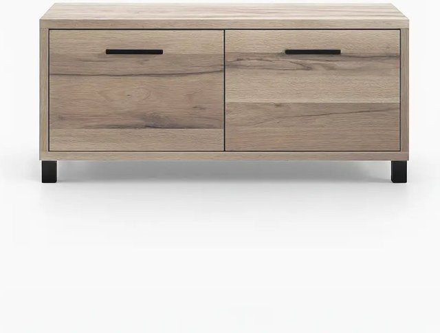 Garderobenbank Cinall in Balkeneiche White Wash mit Schuhregal im Industrial Design - Bild 1