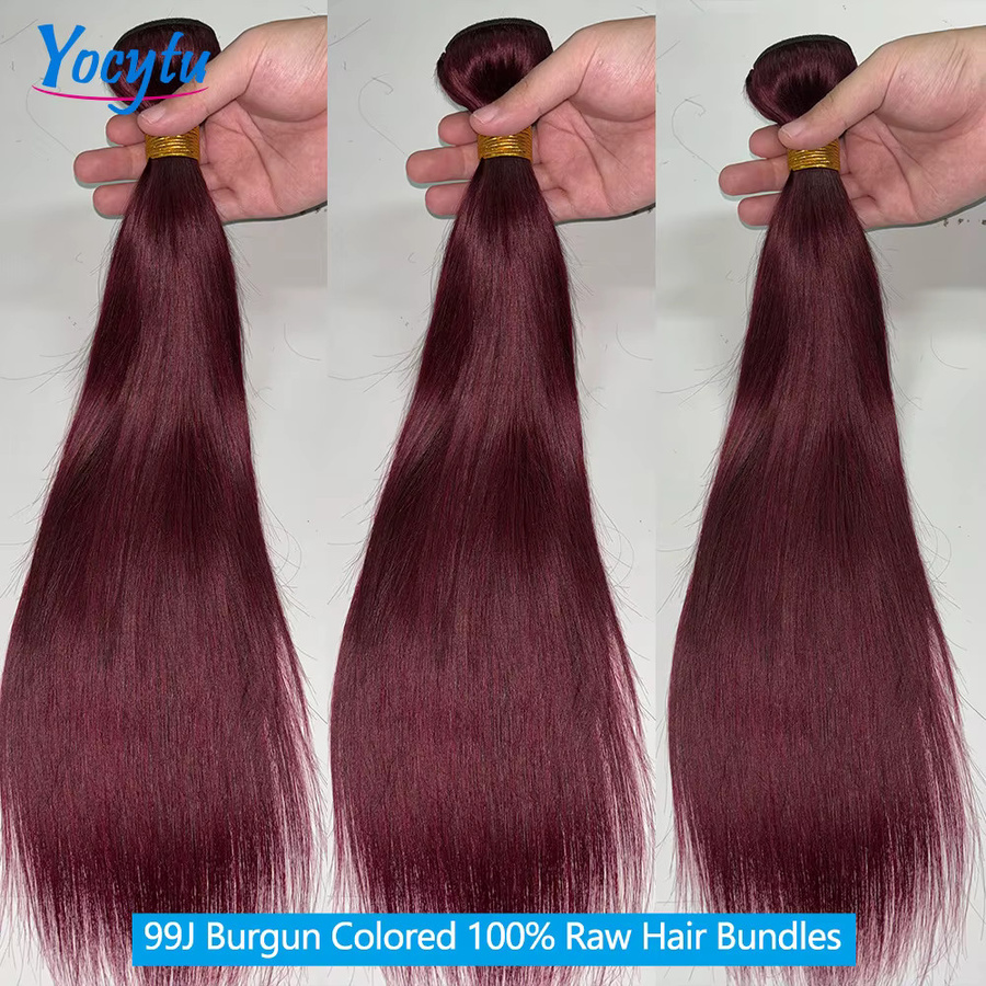 YOCYTU Brasilianische Haar Bundles, 24 24 24 Zoll, Burgund, Damen - Bild 2