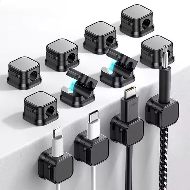 Magnetische Kabelhalter in Schwarz, selbstklebende Kabelclips für Ladekabel im Auto, Büro oder Zuhause - Bild 1