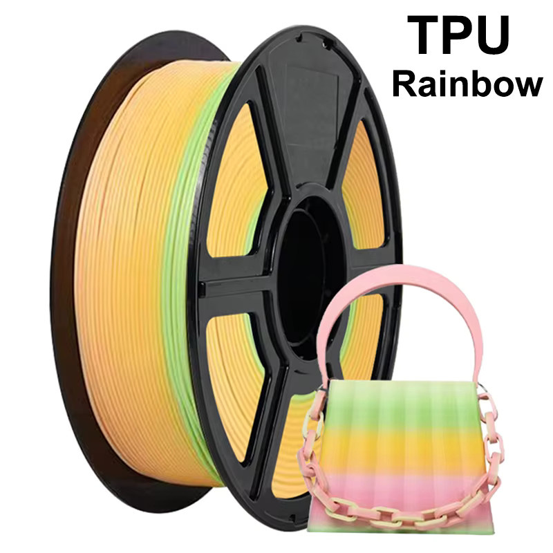 FlexMaterials TPU Regenbogen Filament 1,75 mm für 3D-Drucker, Farbe: Multicolour Grün, 1 kg - Bild 2