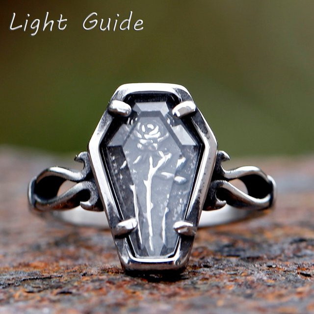 Sarg Ring mit Blume und Glas, Silber, Kristall, Unisex - Bild 1