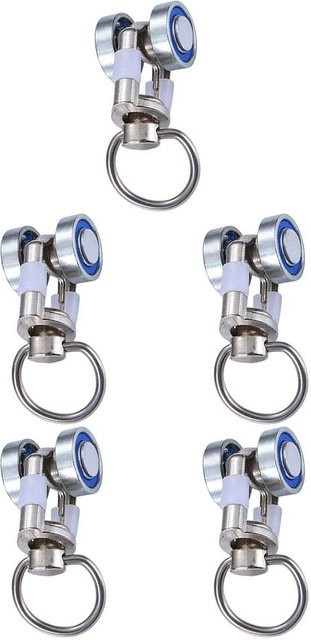 5 Stück Binchi Outdoor Product Vorhangstangen-Zubehör Set aus Metall mit Rollen in Silber - Bild 1