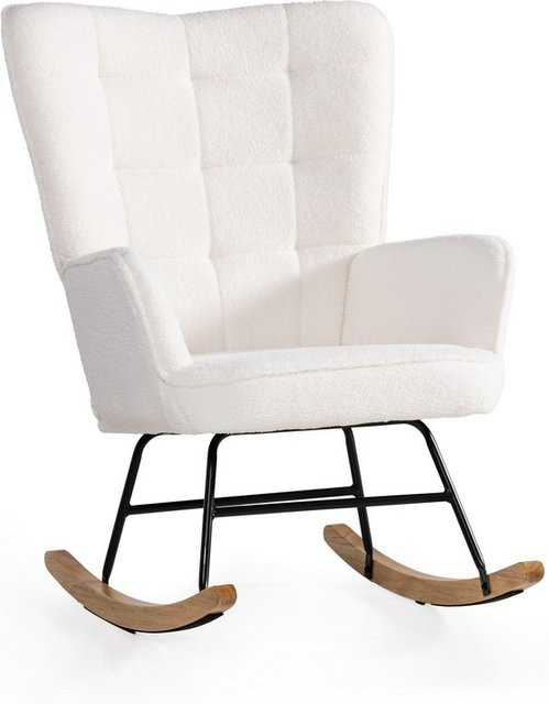 Better Home Schaukelstuhl im Retro-Design mit Armlehnen aus Polyester und Holz, B/T/H: 71 x 92 x 101 cm - Bild 1