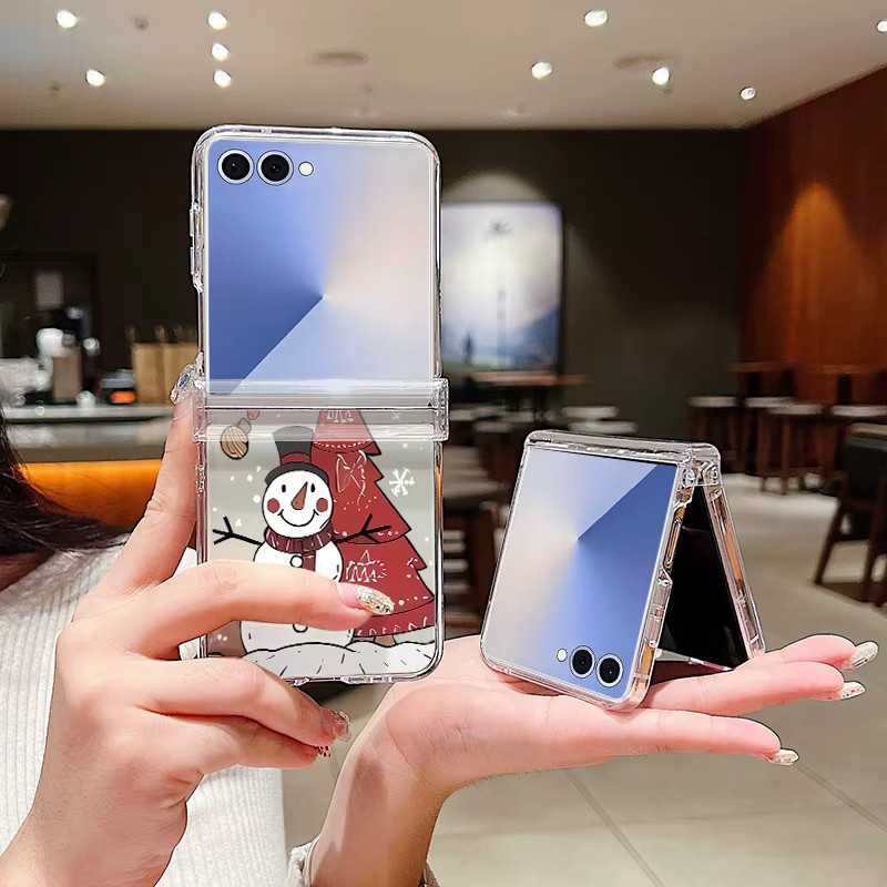 Transparente Handyhülle mit Cartoon-Weihnachtsmuster für Samsung Galaxy Z Flip7, Z Flip6 und Z Flip5 5G Hard Folding Cover - Bild 2