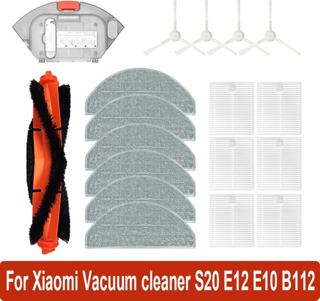 LIXIU Zubehör Set für Xiaomi Staubsauger S20 D106 E12 E10 B112 mit Hauptbürste Mopptuch und Filter - Bild 1