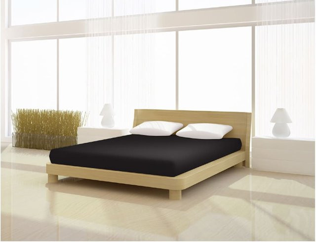 Mr. Sandman Spannbetttuch Basic aus Baumwolle und Elastan, Farbe: Schwarz, B/T: 140 x 200 cm bis 160 x 220 cm - Bild 1