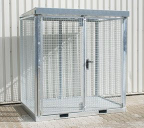 Bauer Südlohn Gasflaschen-Container GFC-E/T M2 in Silber, H 226,0 cm x B 157,0 cm x T 211,5 cm, feuerverzinkt mit Tränenblechboden - Bild 1