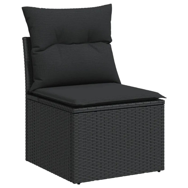 vidaXL 6-teilige Garten-Sofagarnitur aus Polyrattan mit Kissen in Schwarz - Bild 2