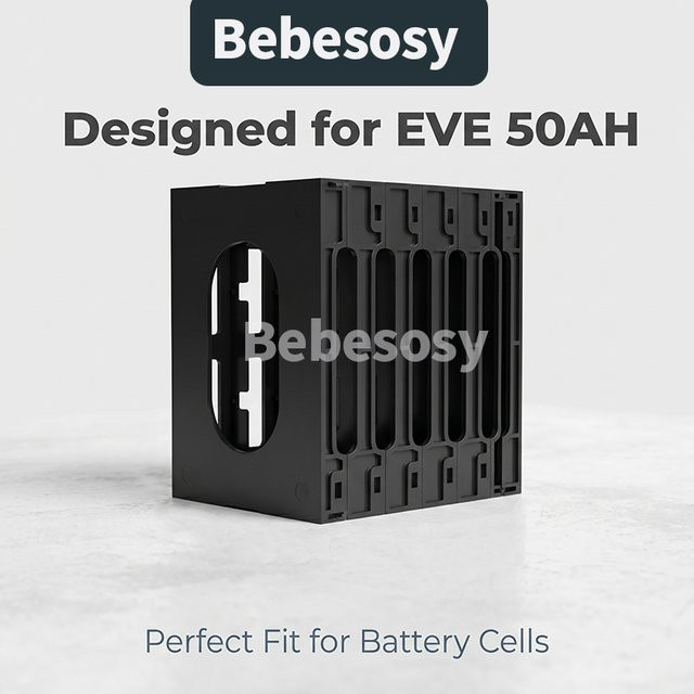 Bebesosy Batteriehalterung für 50Ah LiFePo4-Akku in Schwarz - Bild 1