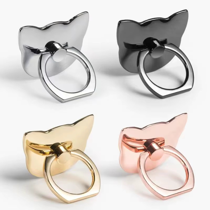 JXSFLYE Ringhalter mit Katzenkopf aus Metall in Gold, 360 Grad rotierender Smartphone-Halterung - Bild 1