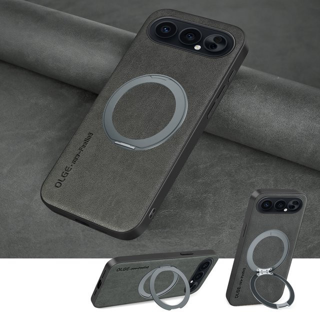 Retro Schutzhülle aus weichem PU-Leder für Honor mit magnetischem Ständer und kabellosem Laden in Schwarz oder Braun - Bild 1