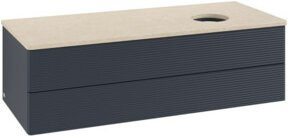 V&B Antao Waschtischunterschrank mit Frontstruktur und Beleuchtung, Blau lackiert, B/T/H: 120 x 50 x 36 cm - Bild 1