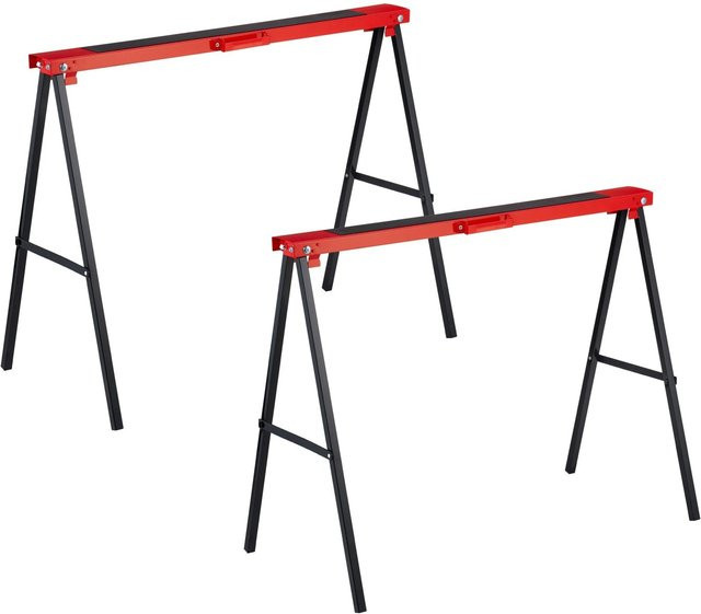 Relaxdays Arbeitsbock 2er Set aus Stahl in Rot und Schwarz, klappbar und rutschfest, B/T/H: 100 x 78 x 49 cm - Bild 1