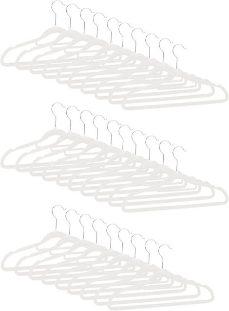 Relaxdays Kleiderbügel Set aus Samt und Eisen in Weiß, rutschfest mit drehbarem Haken, 30er-Pack, B: 22 cm, H: 41,5 cm, T: 0,3 cm - Bild 1