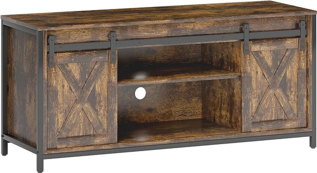 HOMCOM TV Schrank in rustikalem Braun aus Spanplatte und Stahl, B: 120 cm, T: 40 cm, H: 54 cm - Bild 1
