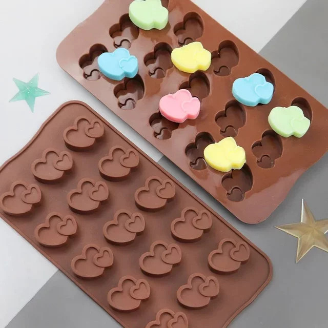 Venlohome Silikon-Backform in Herzform, braun, nicht klebend für Schokolade, Fondant und Gebäck - Bild 1