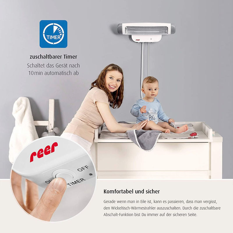 Reer 2-in-1 FeelWell Infrarot-Heizstrahler mit Standfuß und Abschaltautomatik in Weiß und Grau - Bild 5