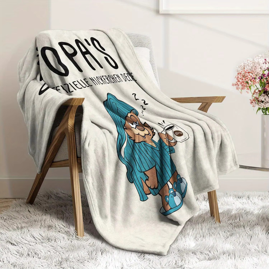 Vintage Opa's Nickerchendecke aus weichem Flanell-Fleece-Polyester in Retro-Design - Bild 2
