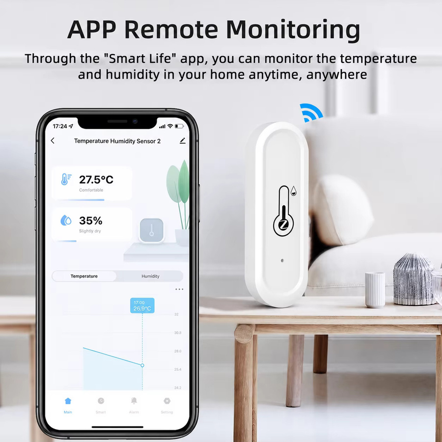 Tuya Smart Temperatur- und Feuchtigkeitssensor mit WiFi/Zigbee, IP65 wasserdicht für den Außenbereich, App-Fernüberwachung, kompatibel mit Alexa und Google Home - Bild 3