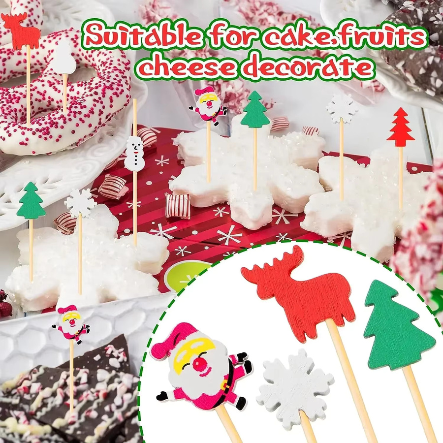 50er Set Mini Bambus Zahnstocher mit Banner-Design für Party und Cupcake Dekoration, Mehrfarbig - Bild 3