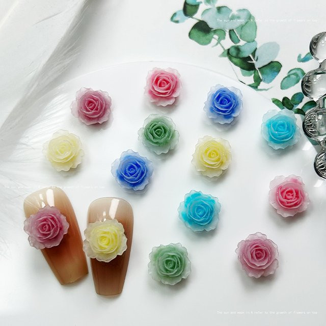 NAILFYOU Nail Art Charms, Rose und Kamelie Design, 10 Stück, Glänzend - Bild 1