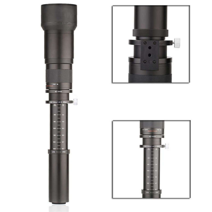 Kelda Ultra-Telezoomobjektiv F8.016 mit T-Mount für Canon und Nikon DSLR-Kameras, Schwarz - Bild 6