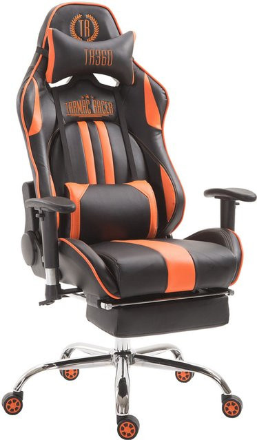 TPFLiving Racing Bürostuhl Limitless-2 Gaming Chair aus Kunstleder mit Fußablage in Schwarz/Orange - Bild 1