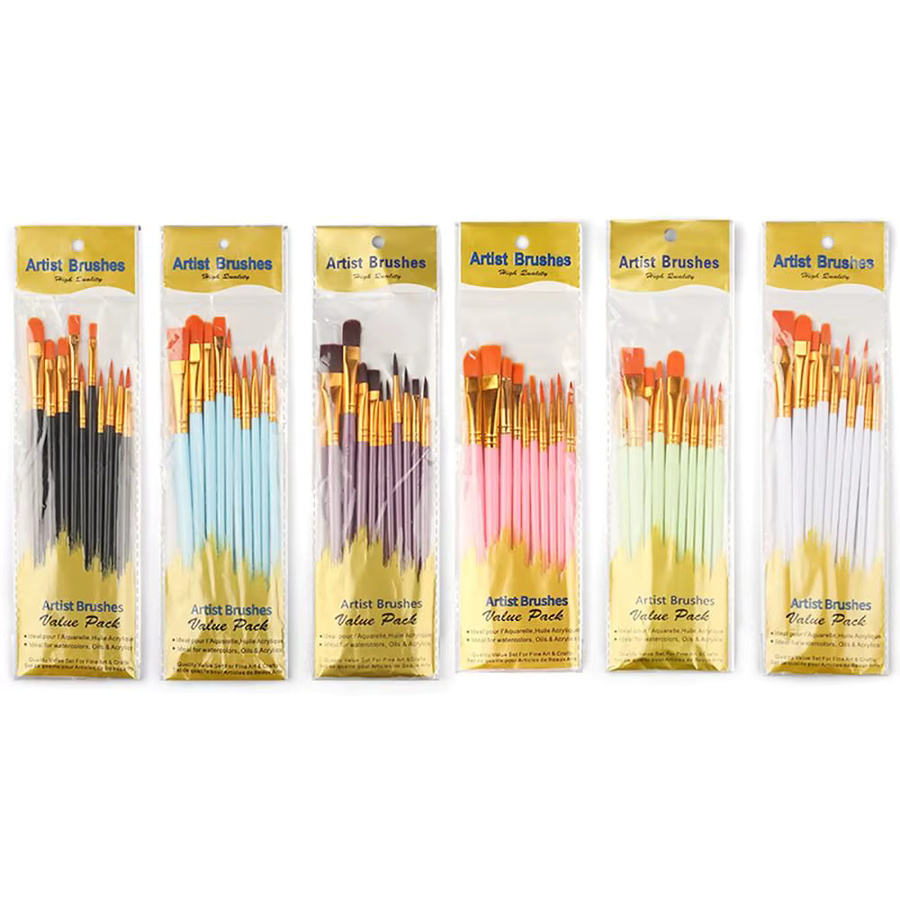 Professionelles Künstlerpinsel-Set aus Nylonhaar mit 10 Teilen in Blau für Aquarell, Acryl und Ölmalerei - Bild 1