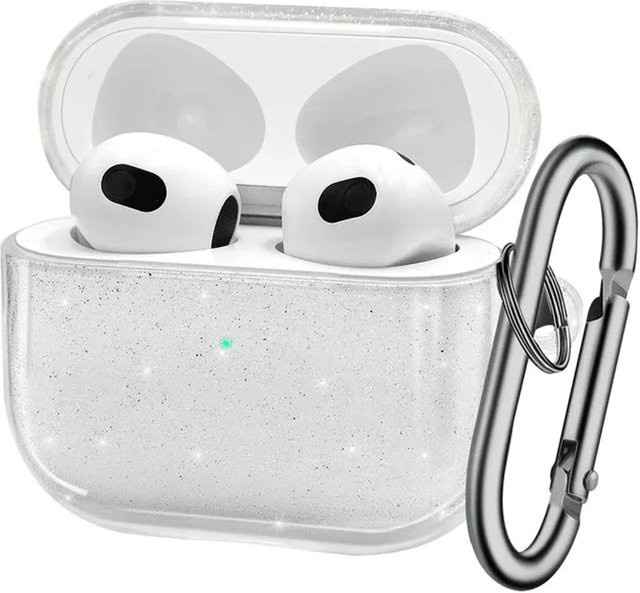 Bling Glitzer TPU-Kopfhörerhülle mit Schlüsselanhänger für Apple AirPods Pro 1. und 2. Generation sowie AirPods 1, 2 und 3 in Transparent - Bild 1