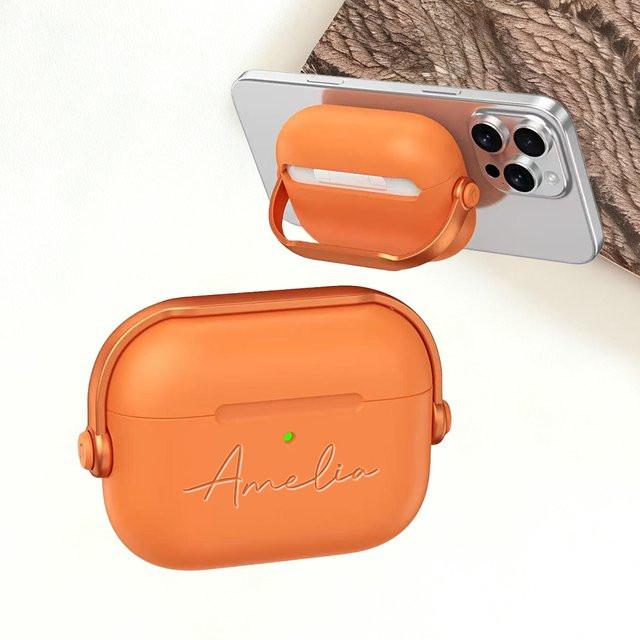 Personalisierte TPU-PC Kopfhörerhülle mit Lasergravur für Apple AirPods 1, 2, 3, 4 und Pro/Pro 2/Pro 3 in Schwarz, Grün oder Orange - Bild 1