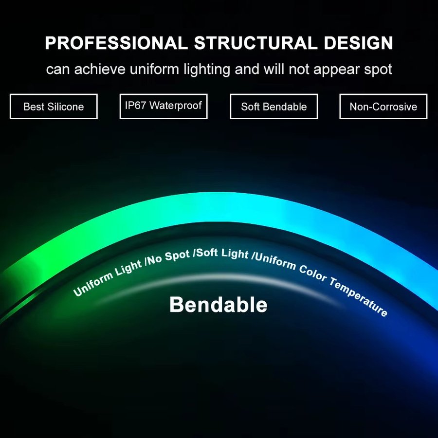 FUNZENXIN Flexible LED-Neon-Silikon-Lichtröhre RGB Multicolour IP67 Wasserdicht für WS2812B WS2811 5050 - Bild 3