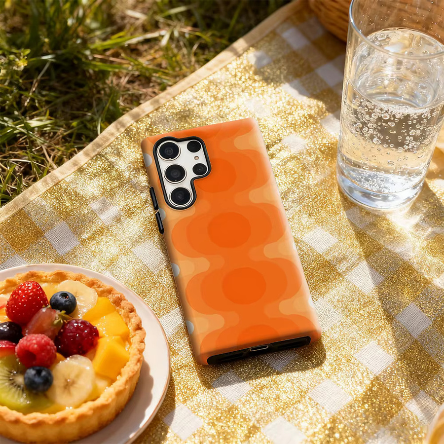 Potdemiel Handyhülle Orange Orbs für Samsung Galaxy S25 Ultra, S24 und S23 Ultra Plus mit glänzender doppellagiger Rückseite - Bild 5