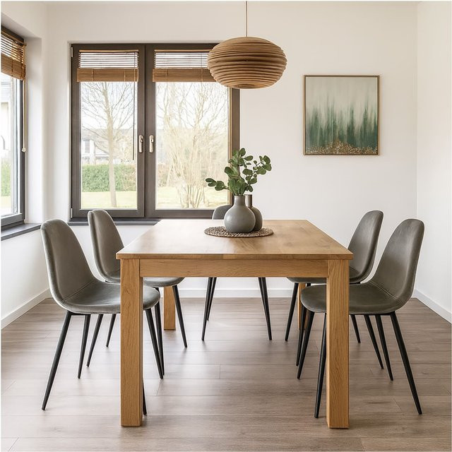 HTI-Living Esszimmerstuhl Savannah 4er Set aus Samt in Grau mit Metallgestell - Bild 1