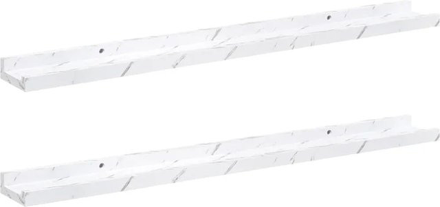 vidaXL Wandregal 2er-Set in Weiß Marmor aus Holzwerkstoff, B/T/H: 80 x 9 x 3 cm - Bild 1