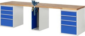 Rau Werkbank 7510A0 mit 8 Schubladen, Schraubstock und höhenverstellbar, B/T/H: 300 x 70 x 84 cm - Bild 1