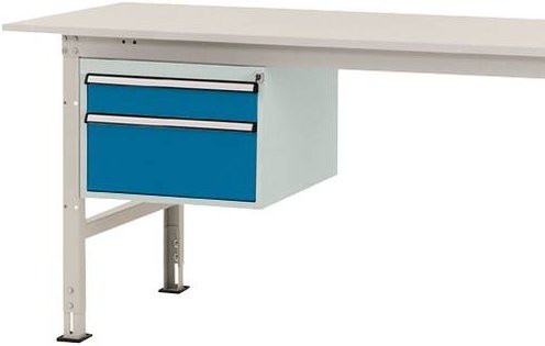 Manuflex PACKPOOL Gehäuse-Unterbau AS0003.0002 in Grau und Blau mit 2 Schubfächern für Tischtiefe 800 mm und Nutzhöhe 300 mm - Bild 1