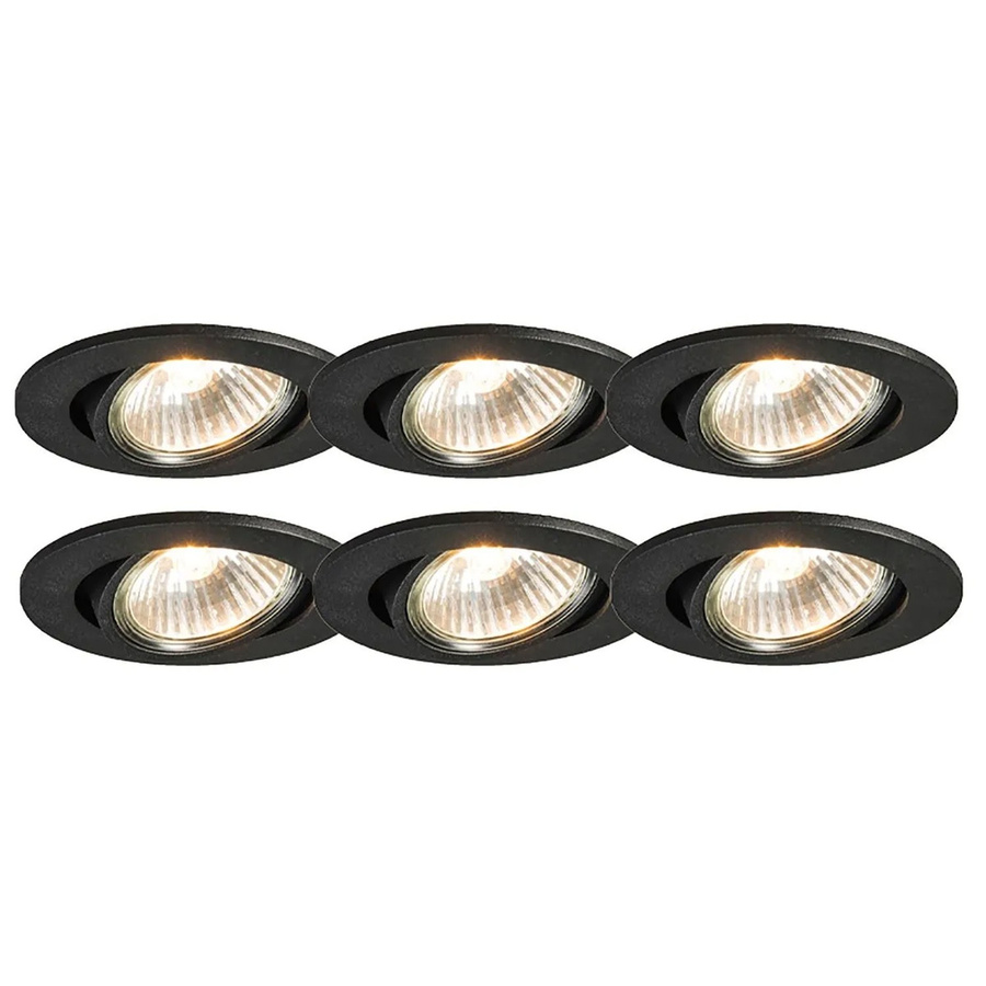 QAZQA Set mit 6 dimmbaren LED EinbauSpots in Schwarz aus Aluminium mit GU10 Fassung und neigbarem Reflektor - Bild 2
