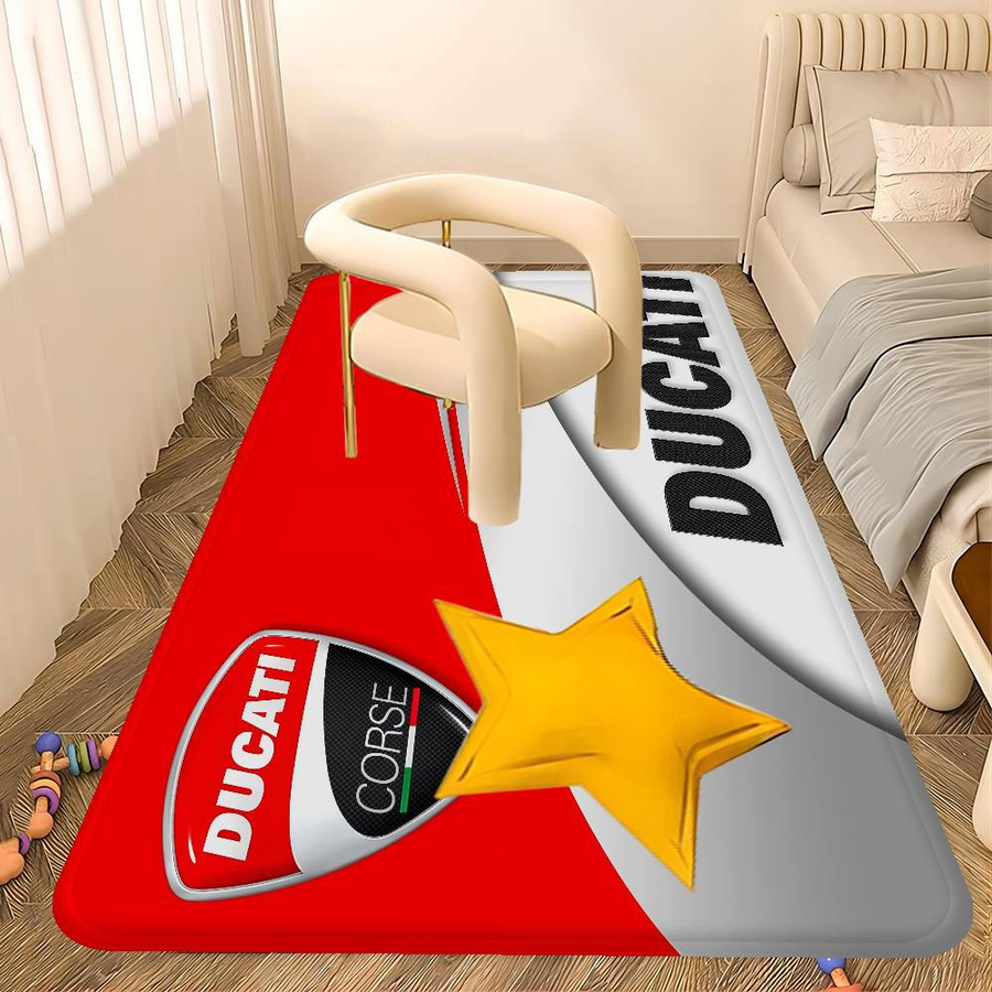 Ducati Motorrad Logo Fußmatte rechteckig, rutschfest, Farben: rot, weiß, grau, B: 60 cm, T: 90 cm - Bild 1