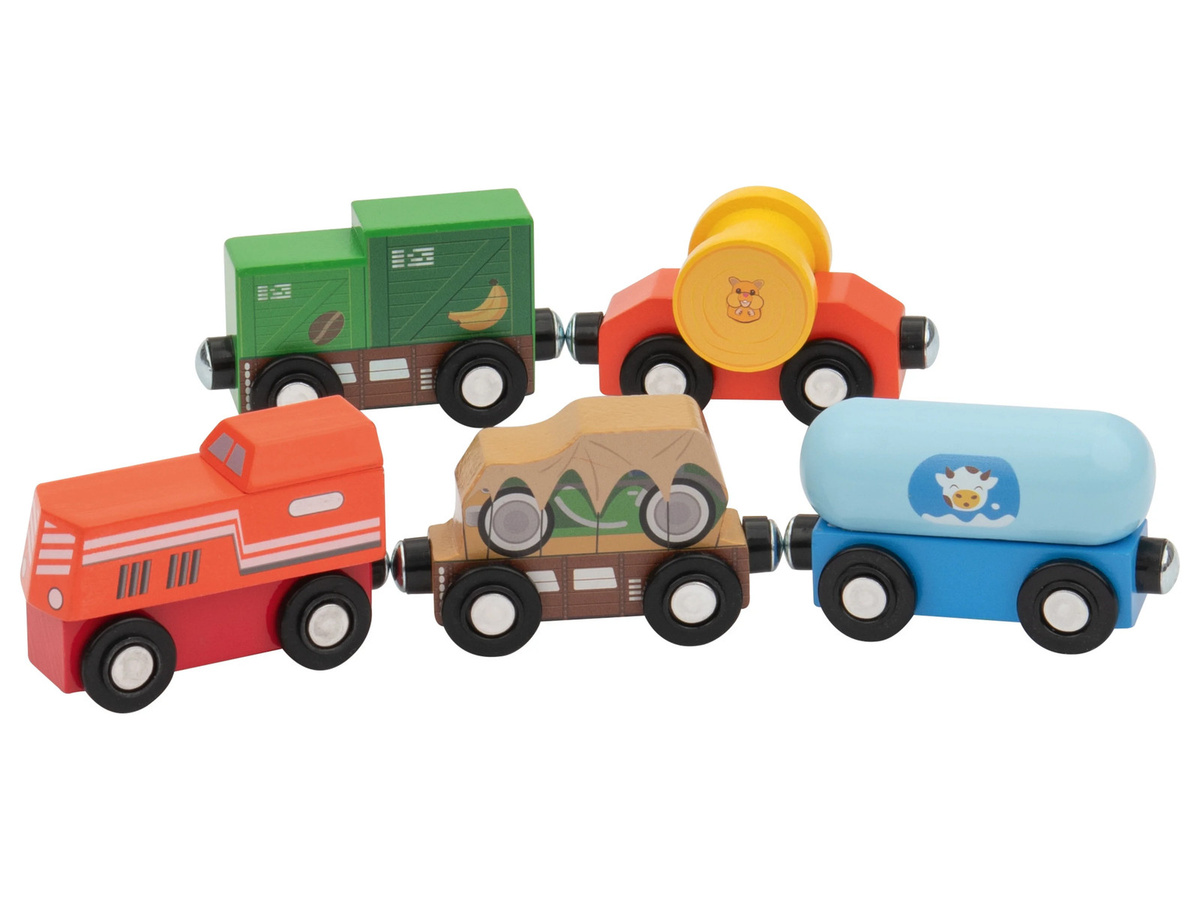 LUPILU Lastzug Feuerwehrzug Kinderzug Güterzug 5-teiliges Set ab 2 Jahren - Bild 2
