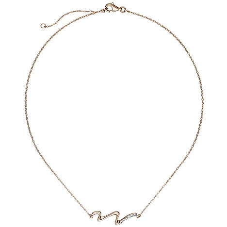 Colfem Halskette 925 Sterling Silber, rotgold vergoldet, 6 Zirkonia, 45 cm, Unisex - Bild 1
