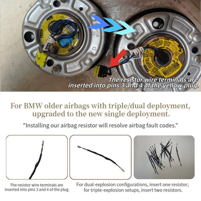 YTYIN Airbag-Fehlercode-Behebung für BMW 2011-2020 zur Umrüstung von Dual-Sensor-Airbags auf Single-Sensor-Widerstände in Schwarz - Bild 1