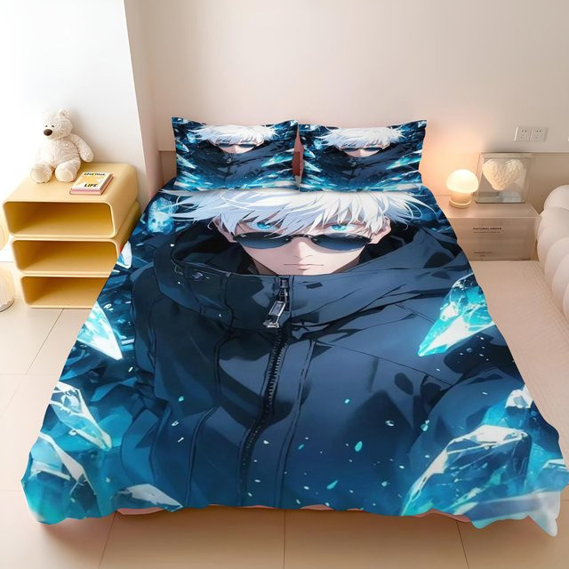 Jujutsu Kaisen Bettwäscheset von JMG Household Supplies in Blau, bestehend aus Bettbezug und Kissenbezug, B/H: 140 x 210 cm - Bild 1