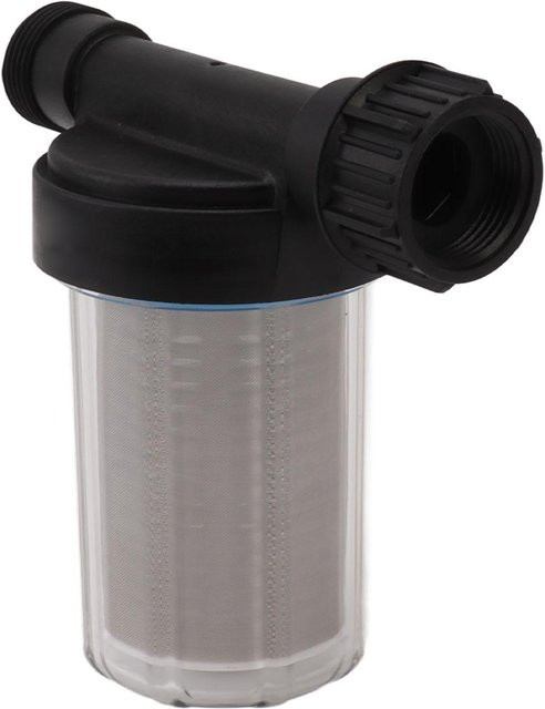 G3 4 Gartenschlauchfilter mit Edelstahl-Sieb aus Kunststoff in Schwarz-Transparent für Wasserpumpen - Bild 1