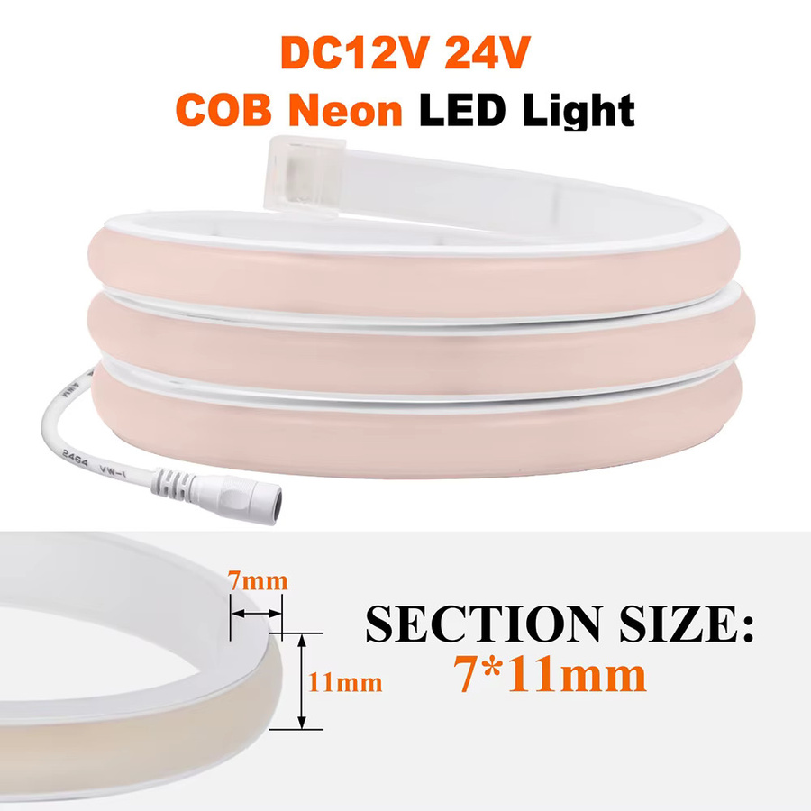 RAZEND COB LED Neon Streifen IP68 wasserdicht, dimmbar, Farbe: Weiß, 12V, flexibles Band mit 320 LEDs für lineare Beleuchtung - Bild 2