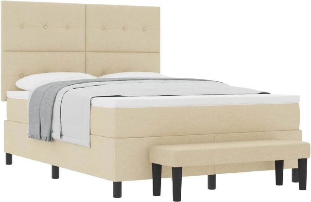 vidaXL Boxspringbett mit Matratze in Creme und Beige aus Stoff, B/T: 140 x 200 cm - Bild 1
